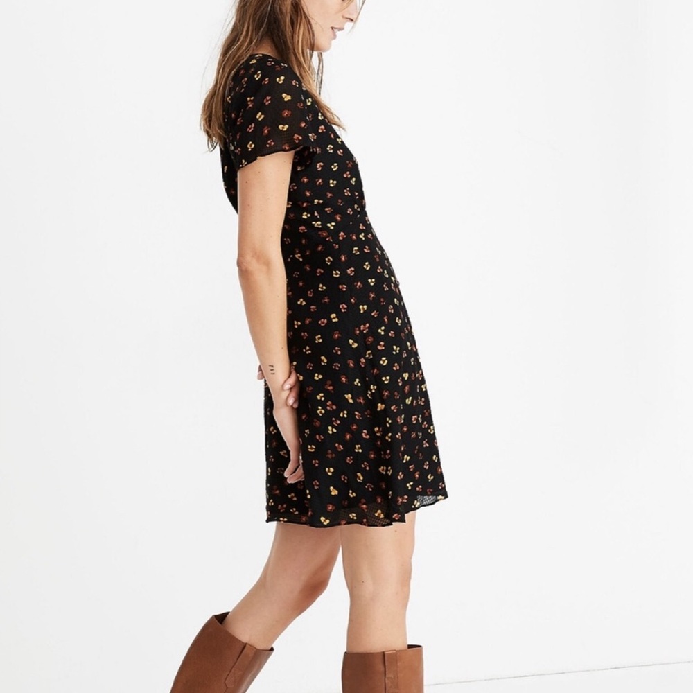 Madewell Black Silk Dress with Black Buttons